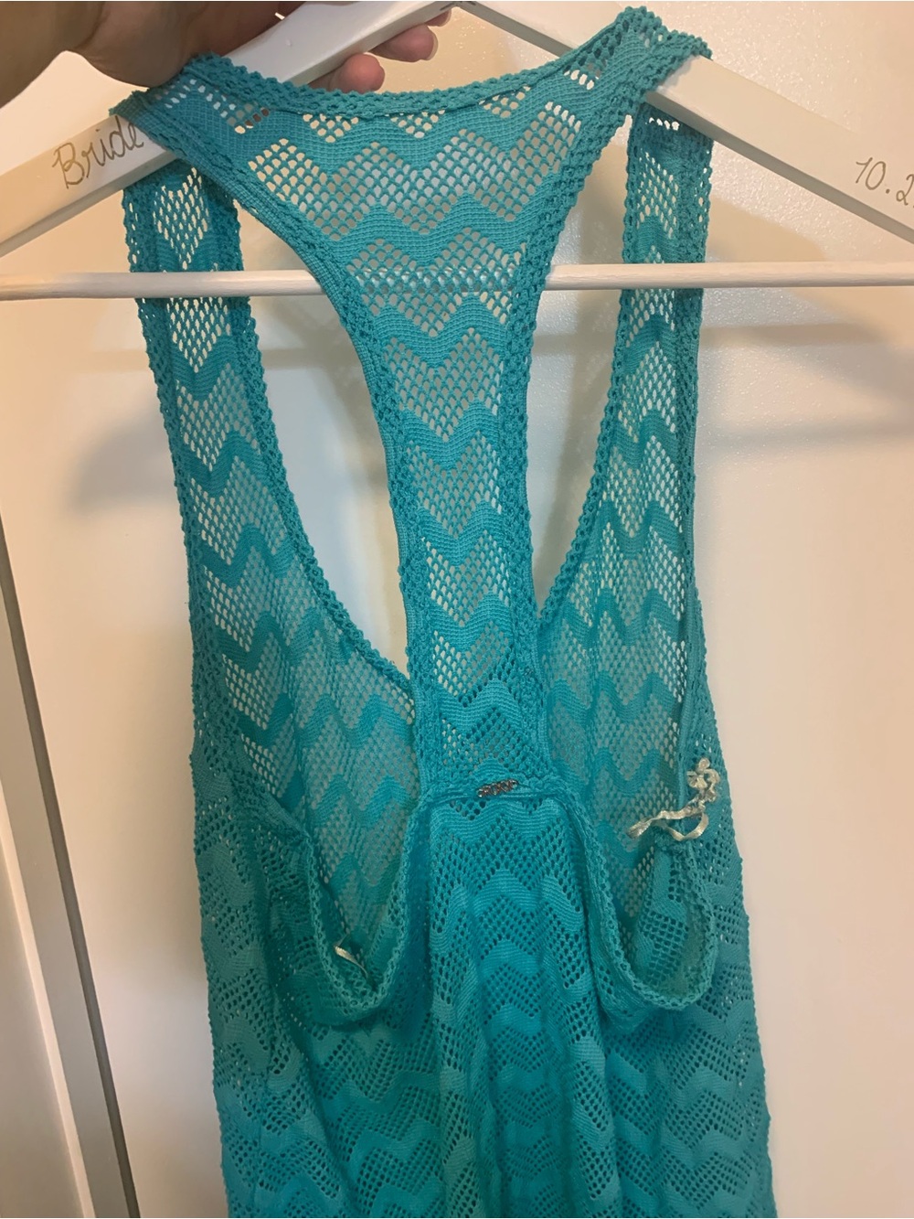 Turquoise Crochet Racerback Cover-Up - Picture 4 of 4